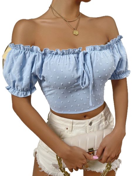 

off shoulder swiss dot 40cw#, White