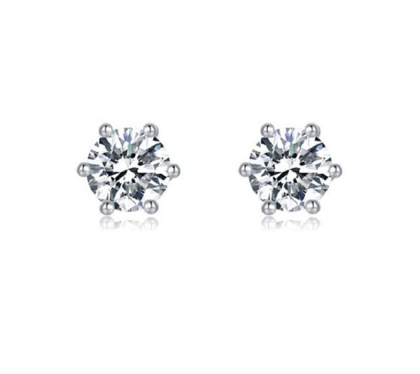 

14k gold plated six stud claw diamond ear nail, Golden;silver