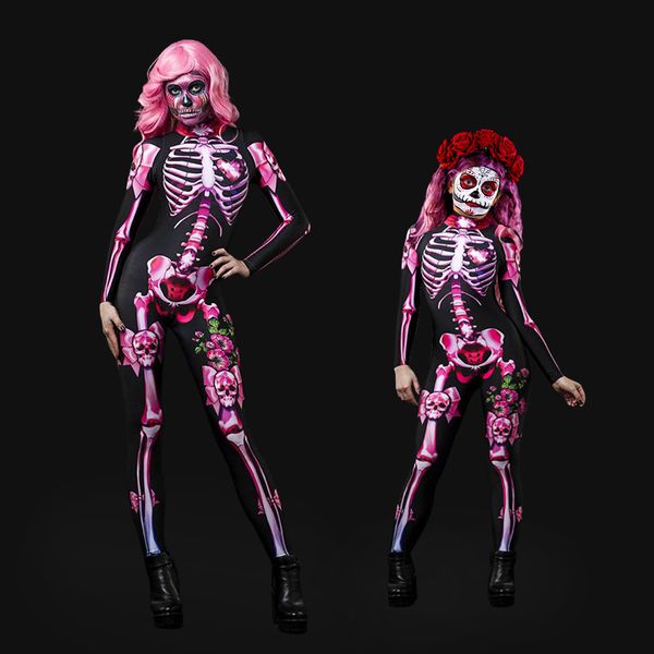 

women's jumpsuits & rompers scary skeleton jumpsuit for halloween ball fc635, Black;white