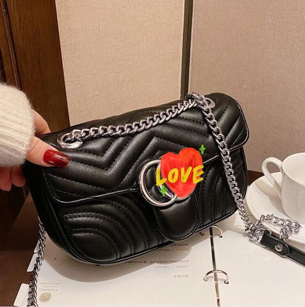 

classic fashion silver 2g love heart women bags handbag evening travel shoulder bag with dustbag card leather quality girl women beautiful g