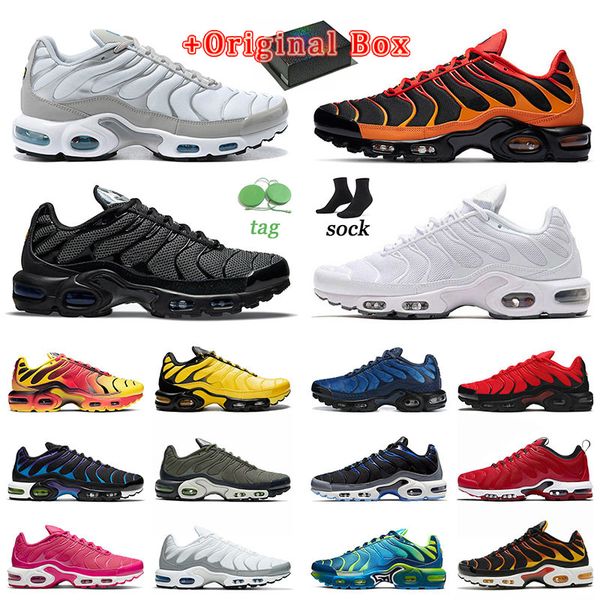 

[with box] tnplus mens women sneakers tn plus designer running shoes 2022 3d swuush multi white laser blue lava twiling marsh black dark gre
