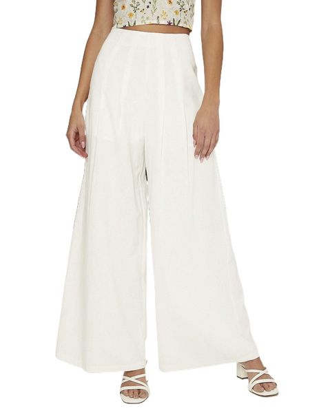 

solid wide leg pants m50f#, Black;white