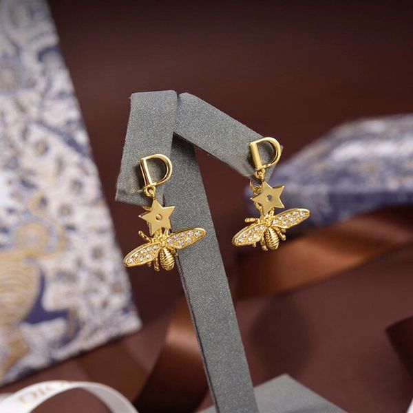 

fashion charm earrings letter with bee for women party wedding lovers gift jewelry engagement bride232i, Golden