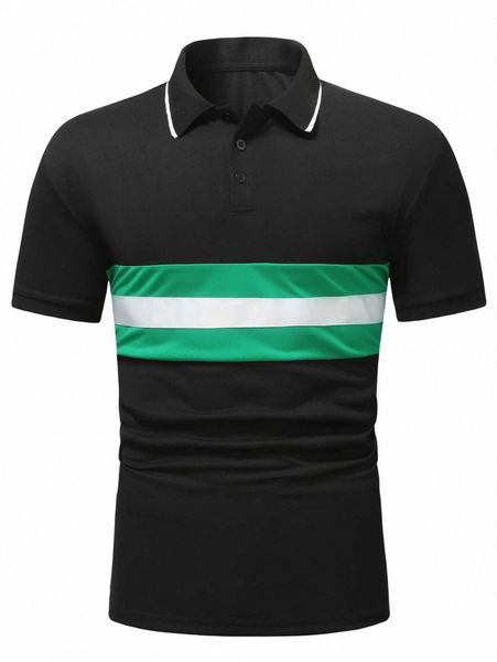 

extended sizes men color block polo shirt t6hn#, White;black