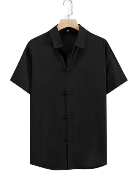 

men frog button front shirt u5iz#, White;black