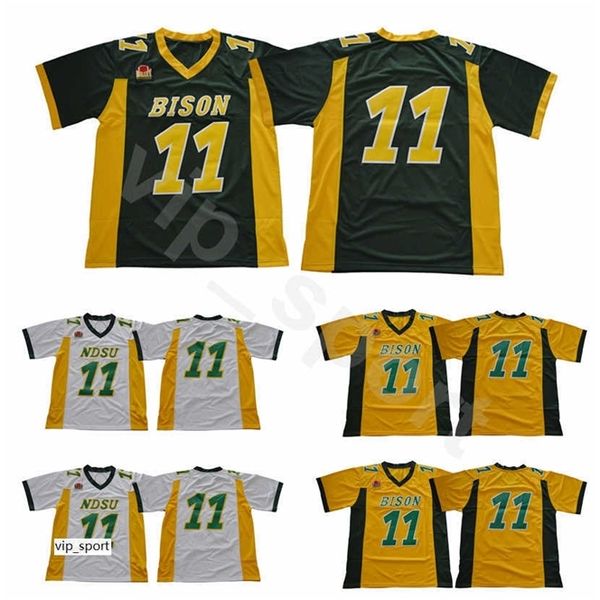 Maglia Chen37 NDSU Bison Carson Wentz Maglia verde gialla bianca cucita North Dakota State College Uniformi Università