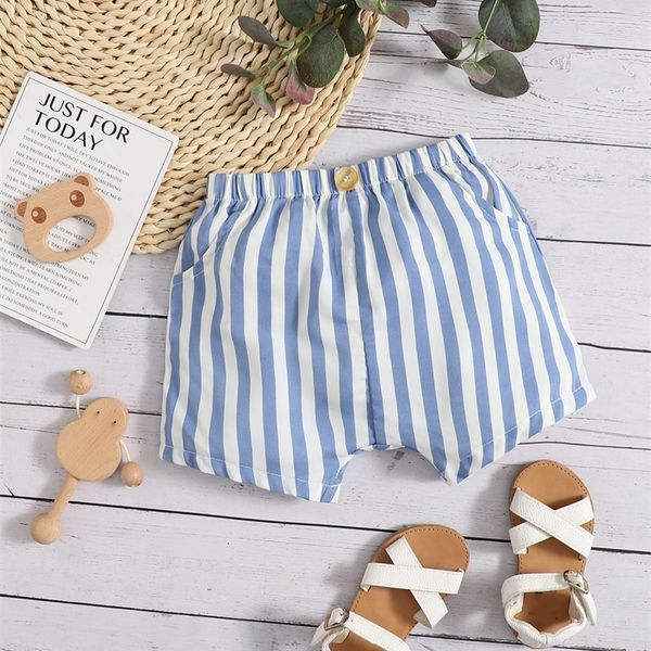 

baby striped slant pocket shorts she, Black
