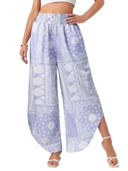 

emery rose asymmetrical hem scarf wide leg pants d5lk#, Black;white