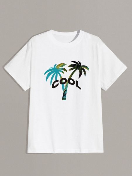 

romwe guys letter tropical graphic tee g7vf#, White;black