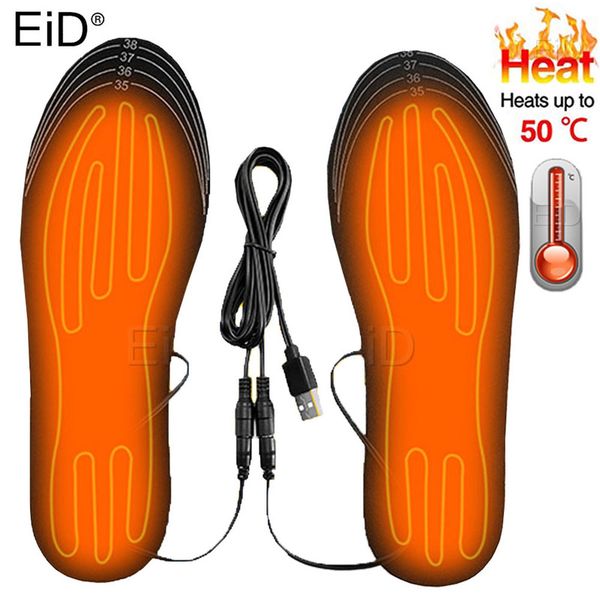 

eid usb heated shoe insoles electric foot warming pad feet warmer sock mat winter outdoor sports heating warm 220610, White;pink