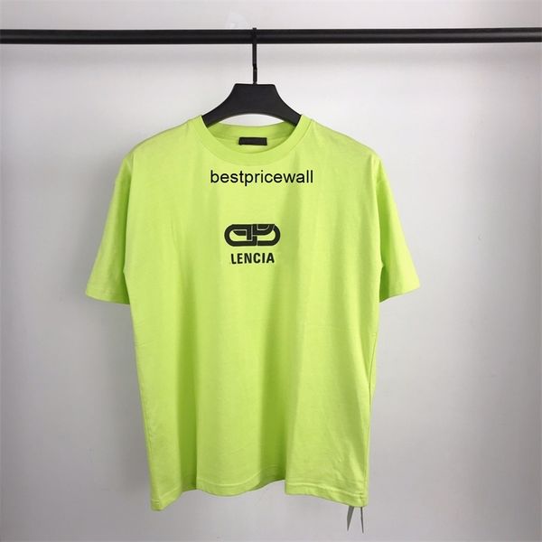 

balencaigass men's t-shirts high version ins new front letter lock print couple casual loose t-shirt short sleeve tee, White;black