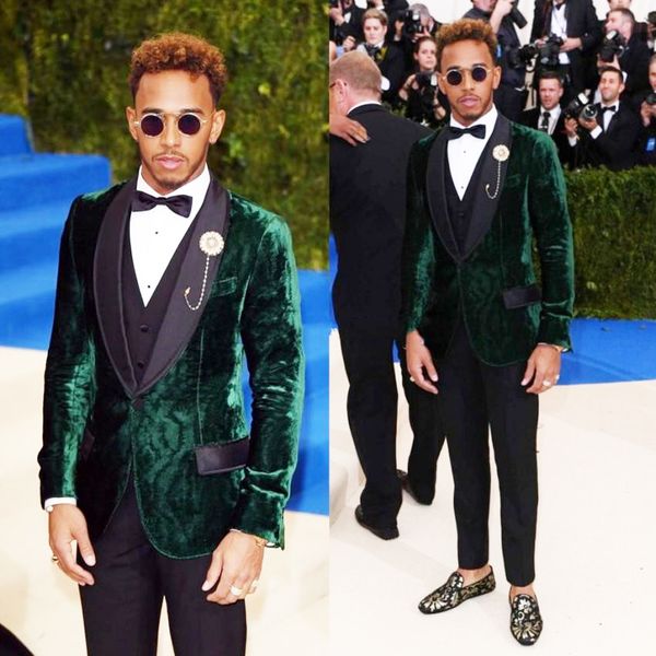 Fit Green Velvet Men Suit para smoking de casamento 2022 Três peças Blazer Setent Formal Groom Set com casaco de calça de calca