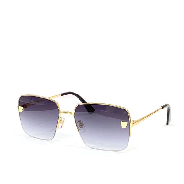 Neue Modedesign-Sonnenbrille 0333S, quadratische Metall-Halbrahmengläser, verziert mit Tier-Avataren, einfache und beliebte Outdoor-UV400-Schutzbrille