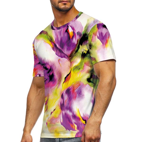 

summer new men's 3d printed t-shirt european and american foreign trade large casual short sleeve wear, White;black