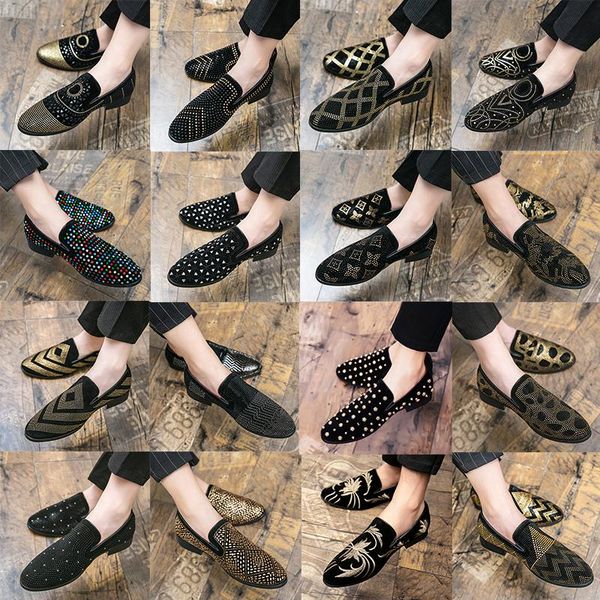 

rhinestone luxury brand male fashion casual comfortable flats men designer dress shoes business formal party wedding footwear shoe large siz, Black