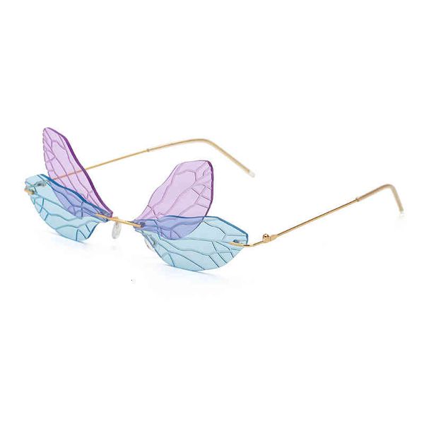 

slasses jewelry fashion new dragonfly sunglasses women beautiful color wings sun girls trend double lenses party prom show ladies christmas, White;black