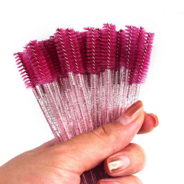 

newcome 50 stkspartij crystal wegwerp lash borstel wimper diamant handvat mascara wands extension make tool 0311