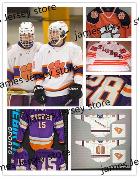 

xflsp 2022 college frozen four clemson rare hockey jersey colton murphy cole maner christian suda john mckeon andrew butterfield james piech, Black