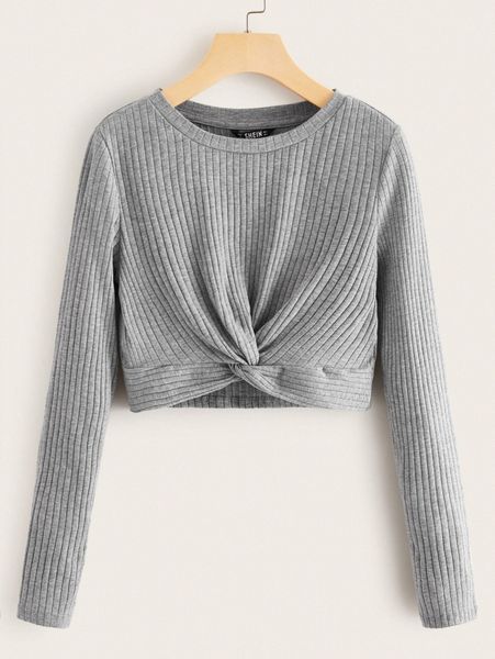 

twist front rib-knit v7ps#, White