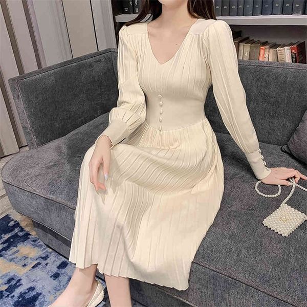 

jxmyy autumn product french bellflower design sense niche light mature style light luxury ladies knitted dress 210412, Black;gray