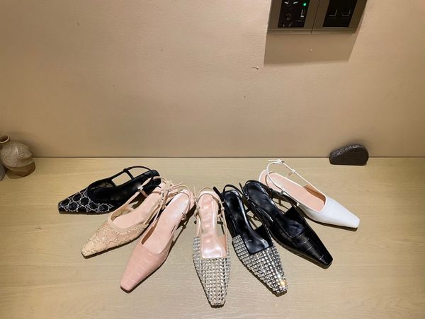 

ladies luxury designer shoes wedding banquet crystal rhinestones middle heel shoes height 4.5cm, Black