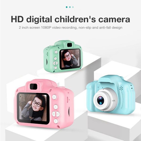 Mini câmera dos desenhos animados 2 polegadas tela HD crianças eonal brinquedos portáteis video digital slr para kid 220418