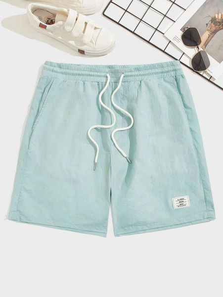 

men drawstring waist patch detail shorts 01cy#, White;black