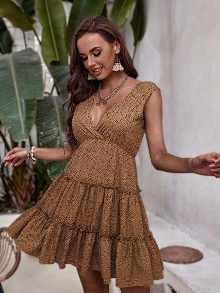 

dalmatian print layered hem dress 47ps#, Black;gray