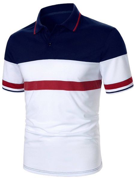 

men colorblock polo shirt x9iz#, White;black