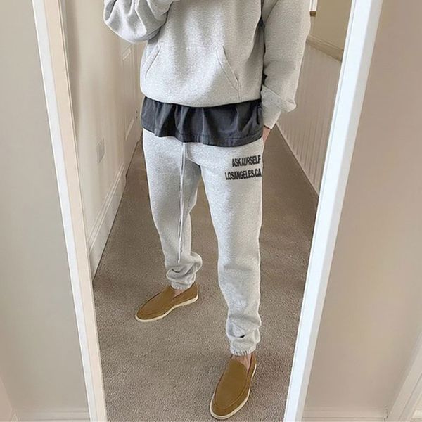 

high street letter foam inside fleece autumn winter sweatpatns for men and women drawstring oversized trousers, Black;brown