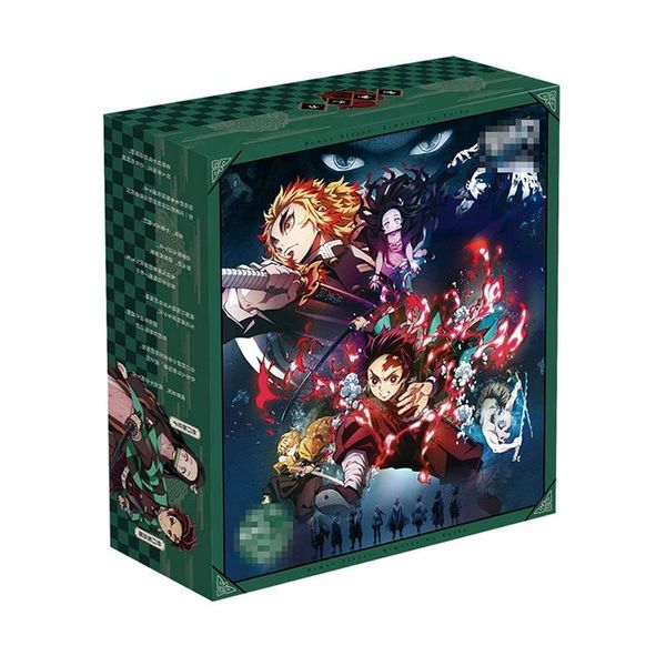 Anime Demon Slayer Gift Saco de bolsas de presente brinquedo com cartão posterial Batch Sticker Sleeves Sleeves Gift Conjunto de broche de broche 220705