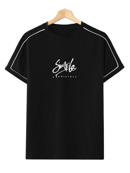 

men letter graphic contrast piping tee m3b2#, White;black