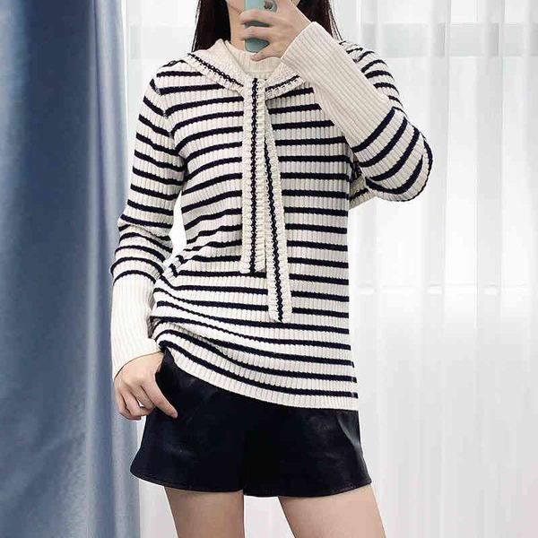 

women's knits & tees d family five pointed star letter long sleeve round neck striped shawl detachable navy style women's knitted, White