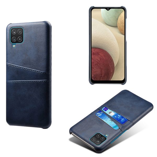 Custodie per telefoni con telaio in plastica rigida per Samsung Galaxy A12 Cover posteriore con slot per carte di credito in pelle PU di lusso