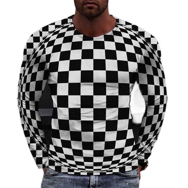 

men's tee t shirt 3d print graphic round neck casual daily print long sleeve fashion designer comfortable big and tall black q2vz#, White;black