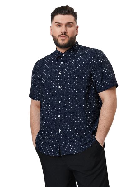 

extended sizes men polka dot print shirt o56k#, White;black