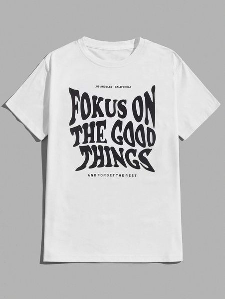 

romwe guys slogan graphic tee v9x8#, White;black