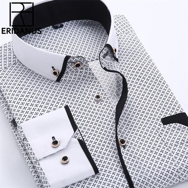 Große Größe 4XL Männer Kleid Hemd Ankunft Langarm Slim Fit Button-Down-Kragen Hohe Qualität Gedruckt Business Shirts MCL18 220726