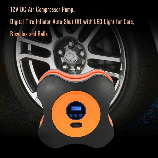 12V DC Air Compressor Bomba Digital Pneu Inflador Desligamento Com Luz LED para bicicletas de carros e bolas