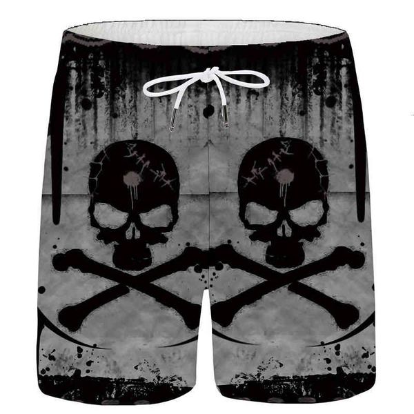 

men's shorts kyku death skeleton 3d digital printing pants, White;black