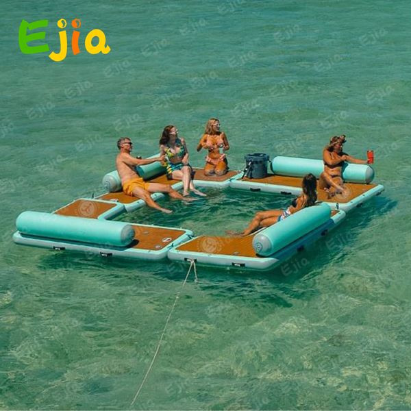 Plataforma inflável de rastreamento flutuante Plataforma de jet ski pontão deck sofá flutuante