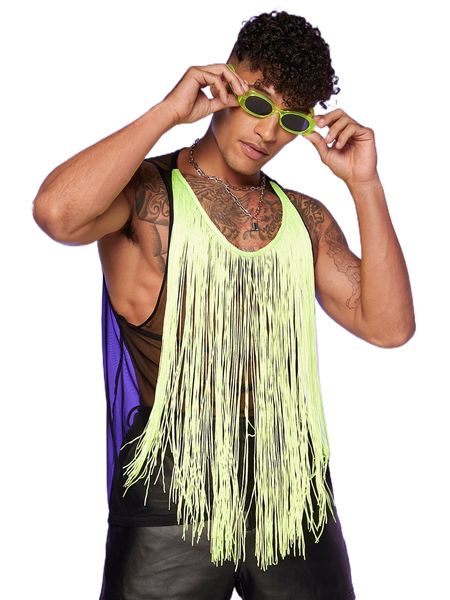 

men fringe trim tank 71zw#, White;black