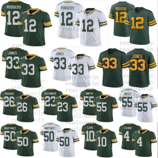 

12 aaron rodgers 33 jones green football jerseys mens women youth brett favre packer jersey 10 love 26 darnell savage 23 jaire alexander ran, Black;red
