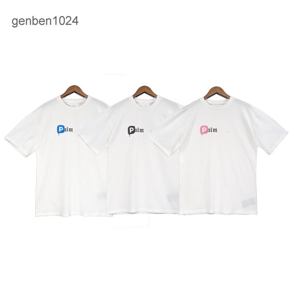 

coconut angel summer p letter tricolor printing tide white loose cotton bottomed shirt short sleeve t-shirt for men and women v3tf, White;black