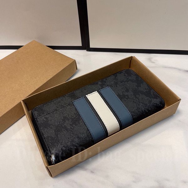 

mens designer wallet classic fashion card holder banknote clip simple letter print black stripe zipper holds change, Red;black