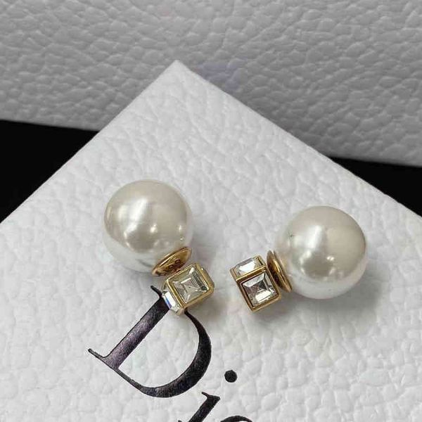 

pearl square diamond earrings fashion trend korean version simple personality temperament female earrings, Golden