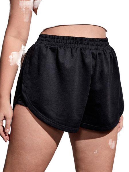 

plus solid slant pocket shorts g5dp#, Black