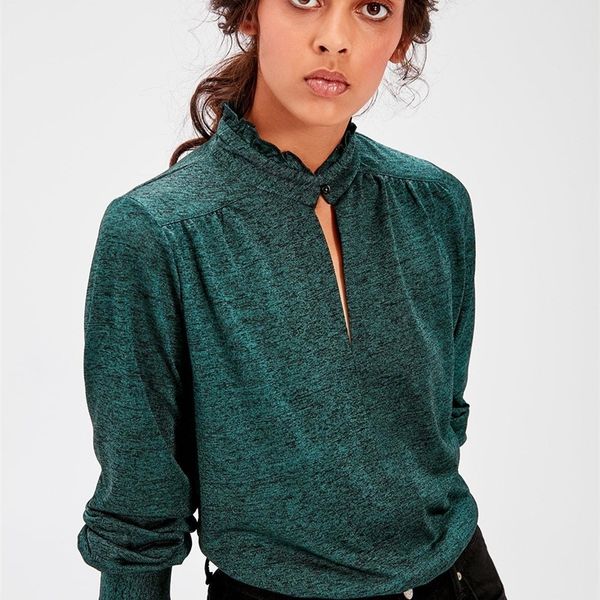 

trendyol khaki right collar knitted blouse t200321, White
