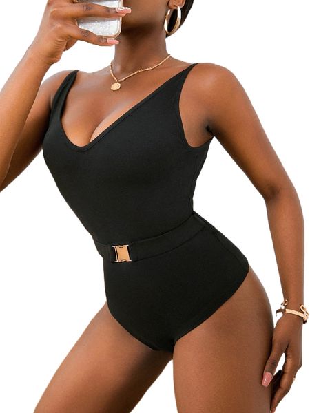 

solid belted cami bodysuit 92vw#, White