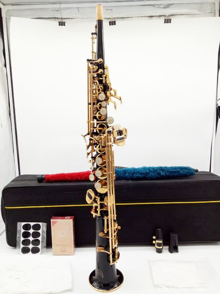 

brass soprano saxophone naiputesi nss-803 black lacquered soprano sax gold key with mouthpiece carrying case